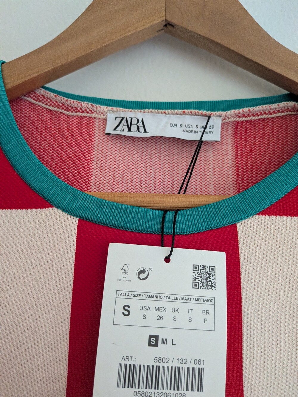 NWT! Zara Blogger Fav Red White and Green Checkered Dress Mini S - Picture 5 of 6